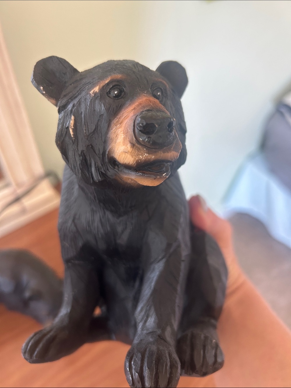 Set of 2 Black Wooden Bear Figurines - Picture 8 of 10